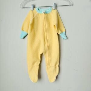 Gerber vintage Fleece Yellow Footed Zip Up Jammies baby 7-12 mo